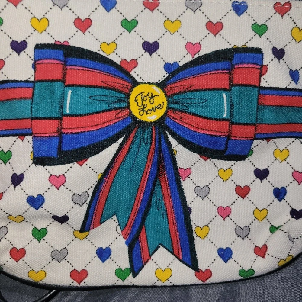 Brighton Crossbody Handbag Love & Joy Pouch Heart Tassels Graphic